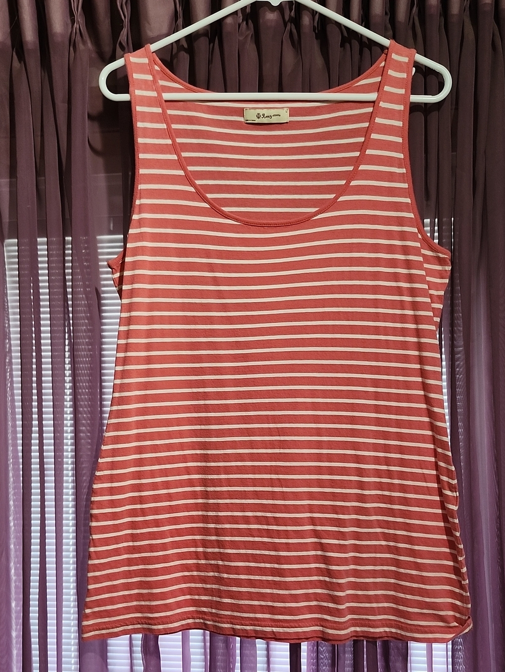 Romy-zzzzz Pink Striped Tank Top L